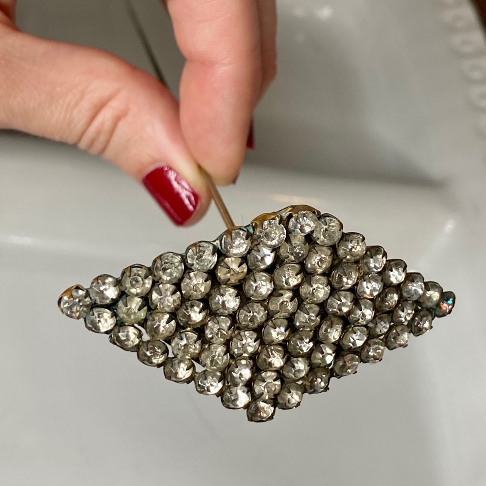 Antique Diamond Shaped Rhinestone Hat Pin 💎 - Picture 2 of 16
